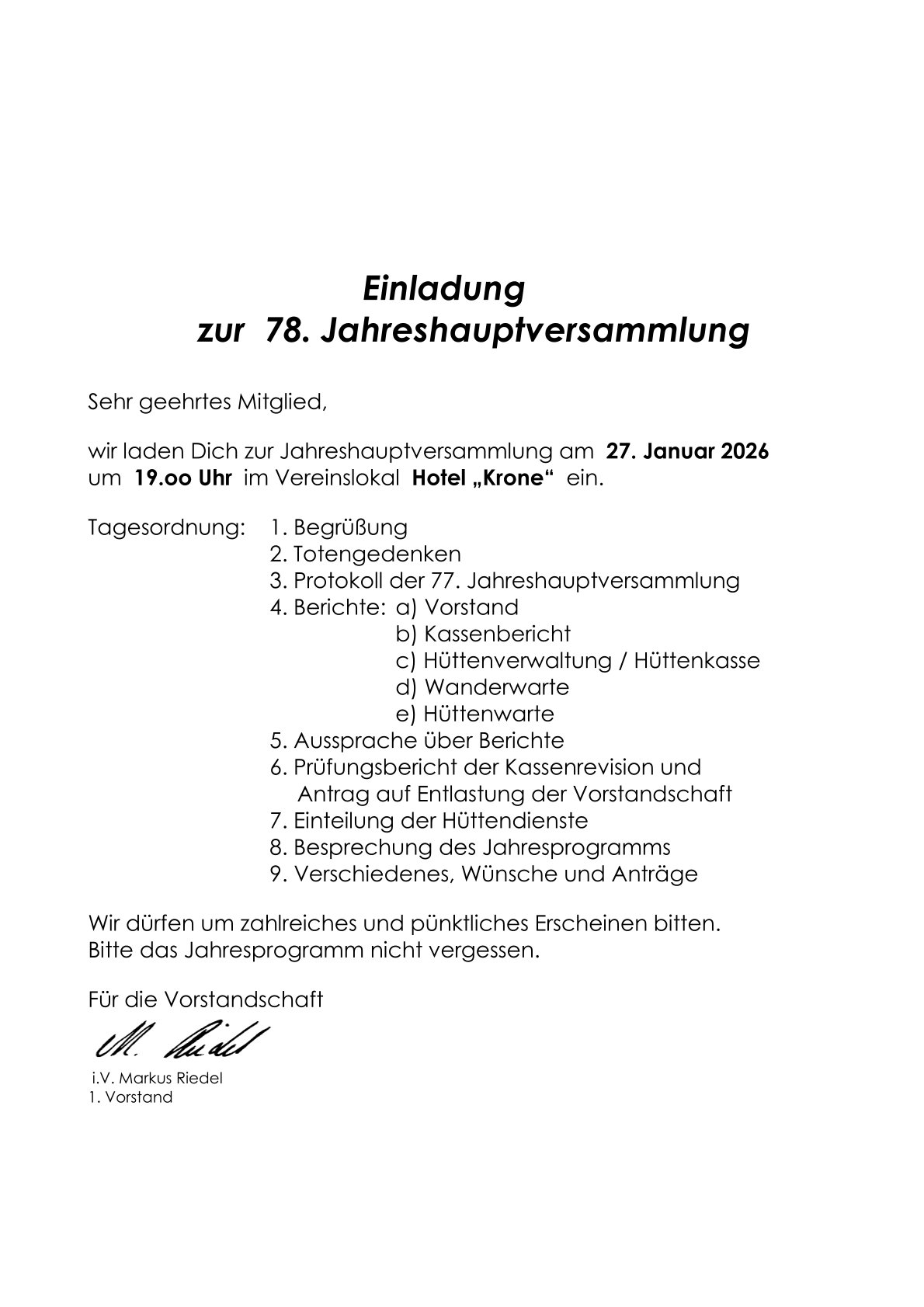 VFN Jahreshauptwersammlung 2016